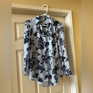 Candie's Blue Floral Button Down Shirt